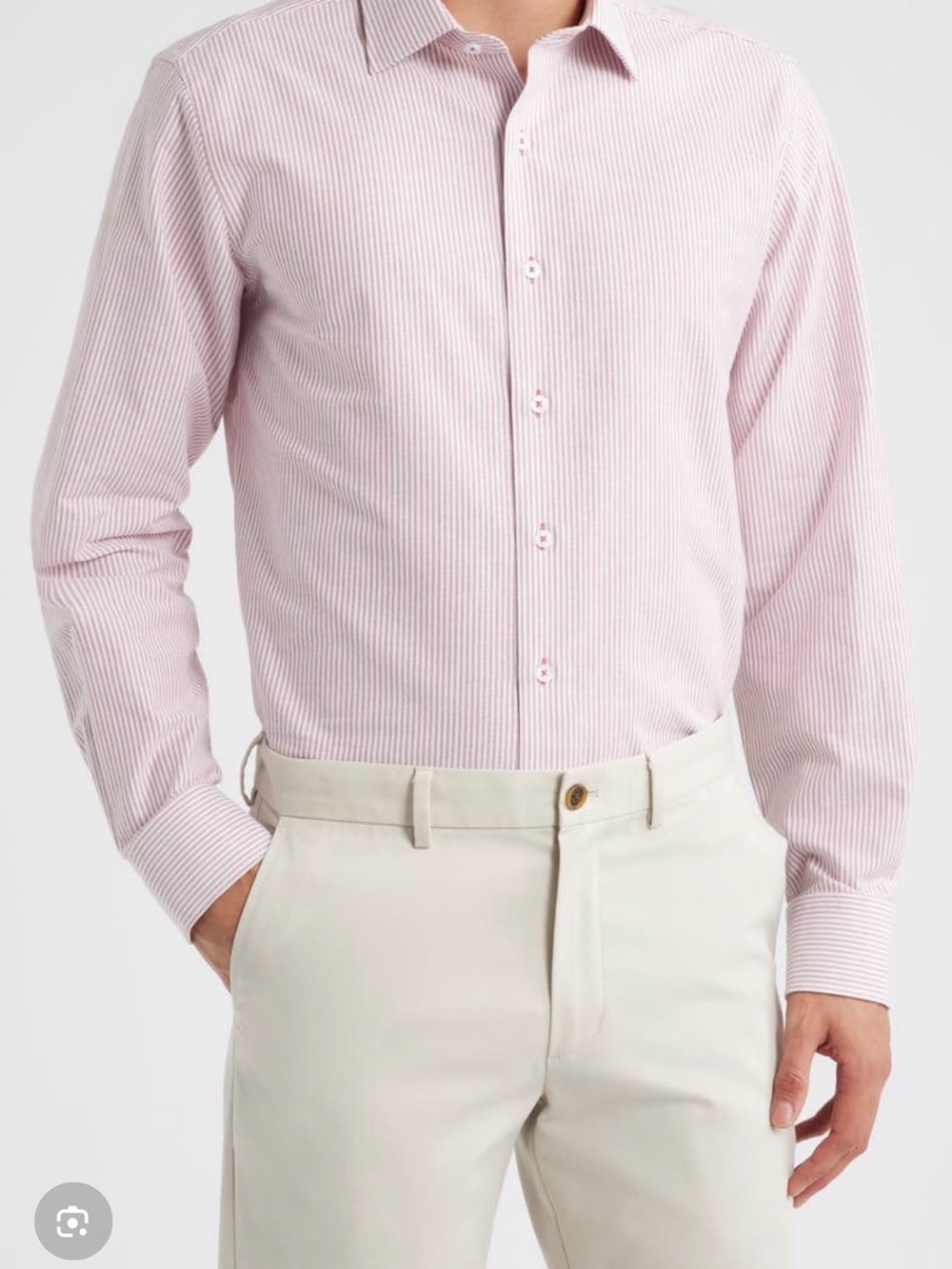 Lorenzo Uomo Pink Fine-Striped Dress Shirt 32/33